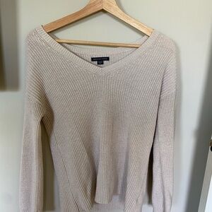 Women's Cream V-Neck Sweater